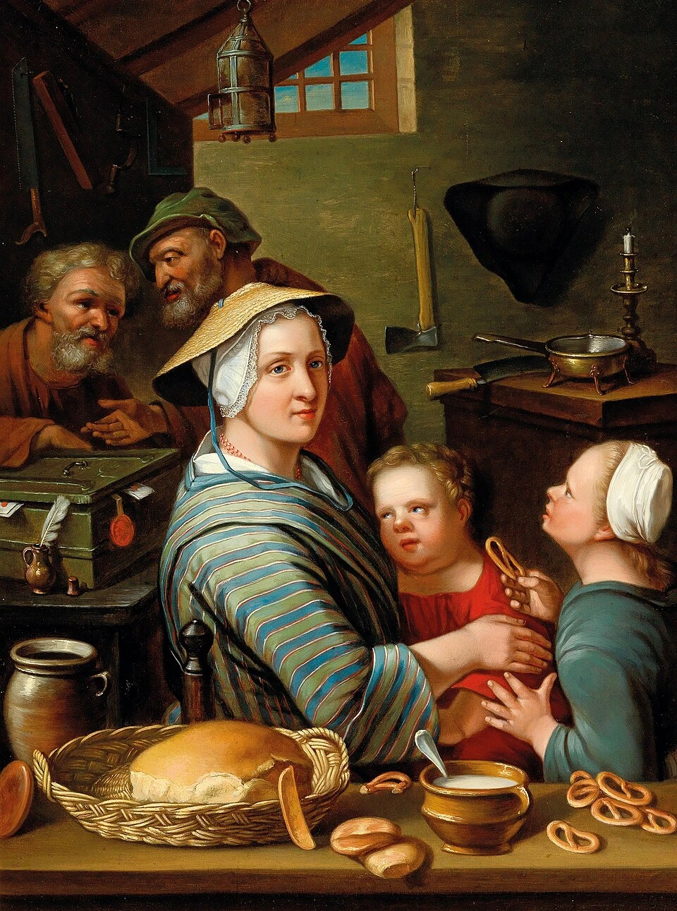 1740-Johann Gerlach Lambert - Interno di cucina con figure